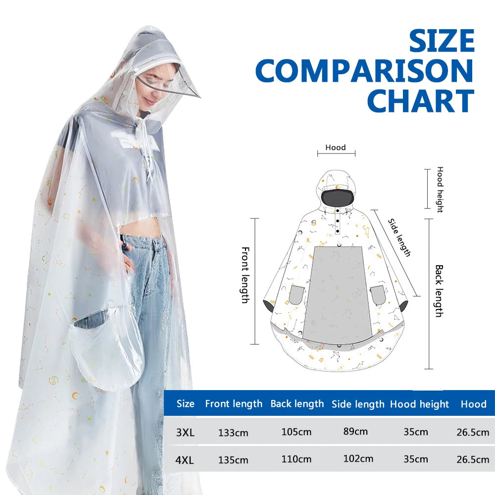 Long Waterproof Motorcycle Rain Poncho with Hood Visor and Sleeves