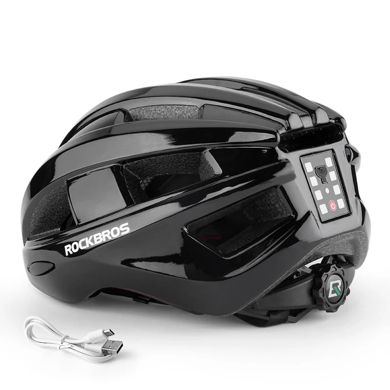 Bicycle Light Helmet MTB Road USB Warning Rear Light Cycling Helmet EPS PC Intergrally-molded Bike Helmet