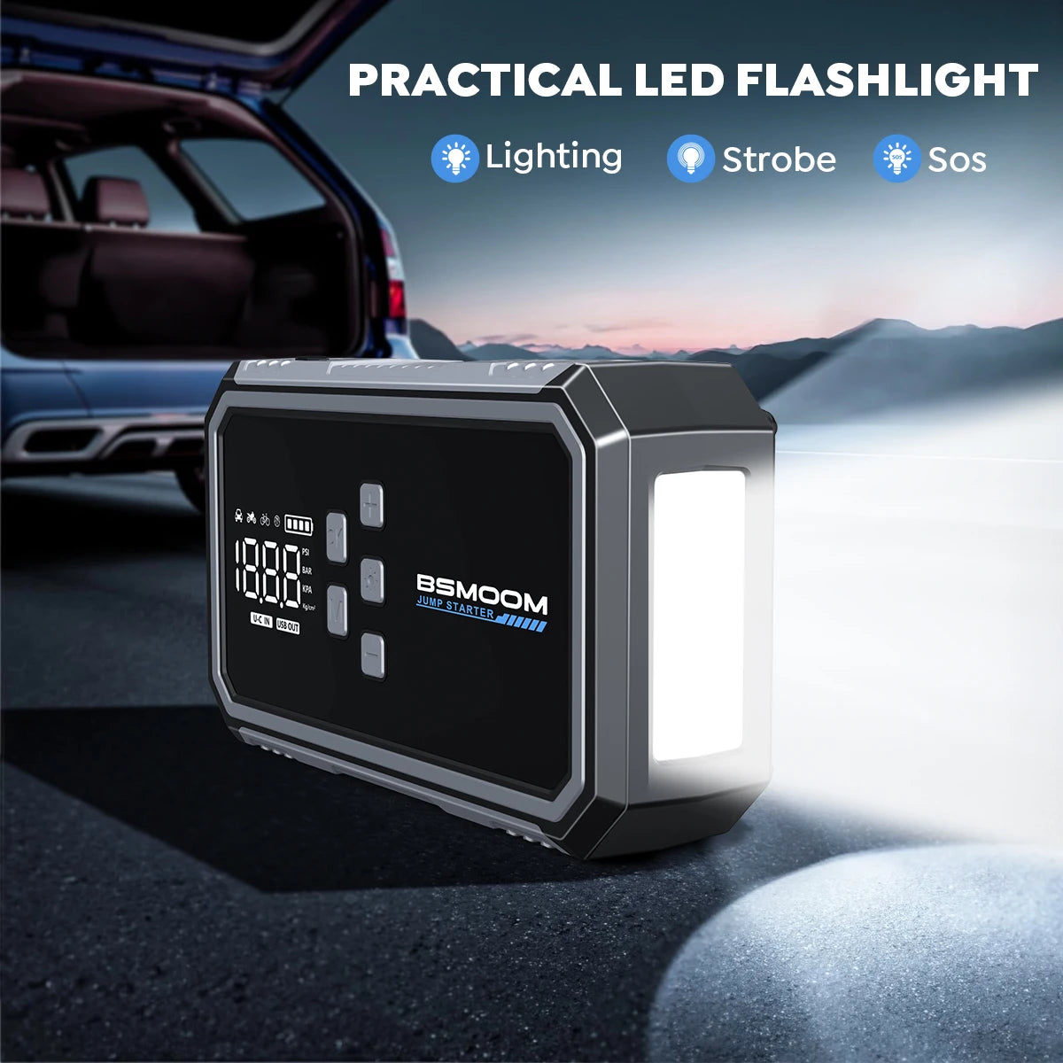 Car Jump Starter with Air Compressor, 6000A/7000A Portable Car Battery Booster (ALL Gas/10.0L Diesel) with 160PSI