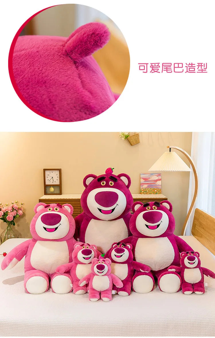 80cm Kawaii Strawberry Bear Plush Toy Bia Size Lotso Stuffed Doll Large Soft Animal Kids Birthday Gift for Girls and Children