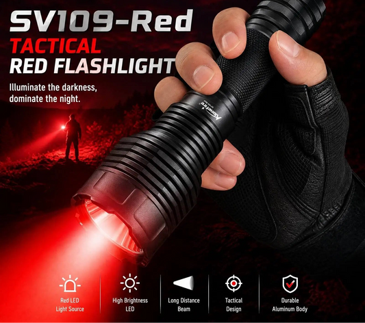 Red Light Rechargeable LED Flashlight