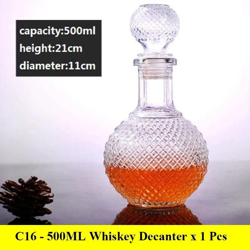 3 styles barware wine glass bottle 1000ml lead-free glass whiskey decanters for Liquor Scotch Bourbon