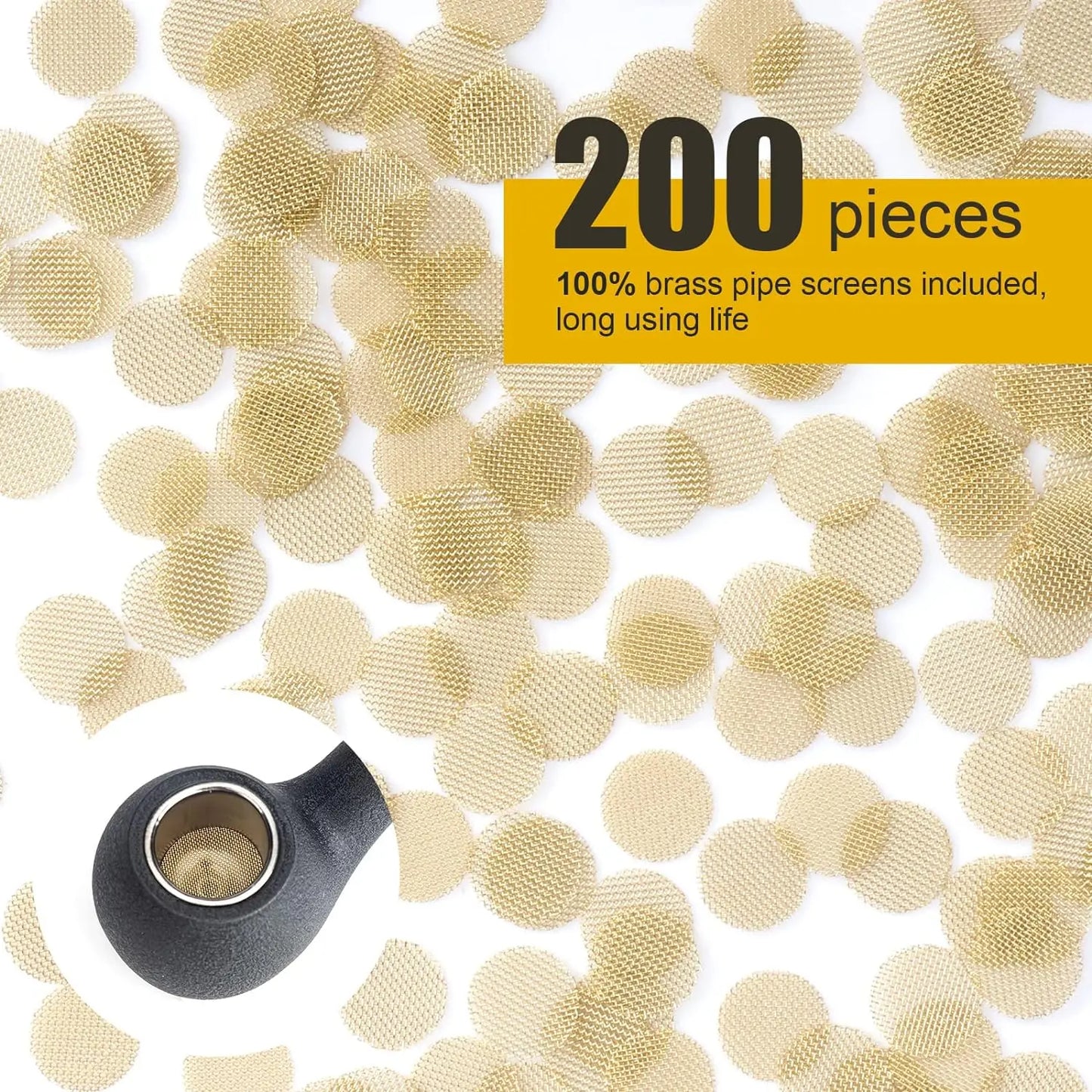 200pcs Brass Pipe Screens,Metal Pipe Filter Screen with Storage Box