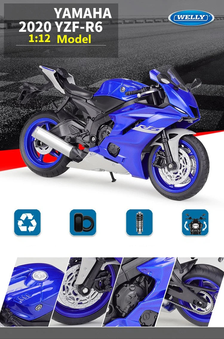 Diecast Yamaha YZF R6 Racing Motorcycle Model 1 to 12 Scale