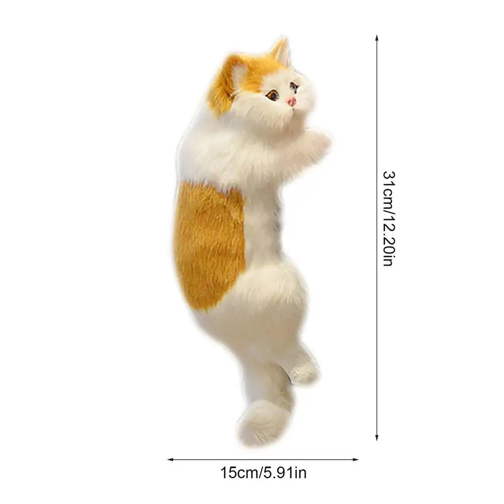 Simulation cat plush Doll Realistic Cute Cat Furry Hanging Ornaments Car Decoration Stuffed Animals Sculptures creative gift