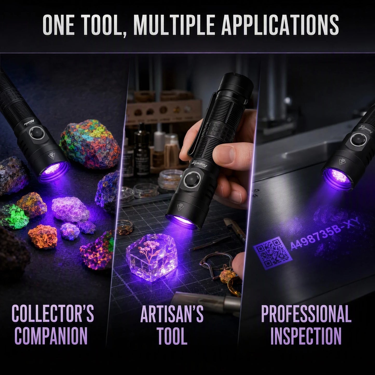 20W 365nm UV Rechargeable Blacklight Flashlight