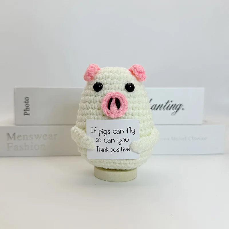 3 Pcs Funny Positive Crochet Sunshine Doll Desktop Ornament Handmade Cheer Emotional Support Positive Sun with Card Home Party Decor