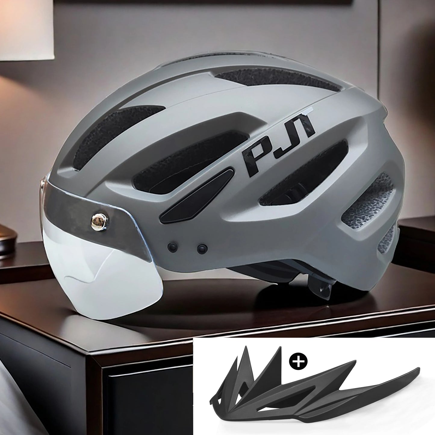 Rechargeable LED Cycling Helmet With Visor For Road And Mountain Bike
