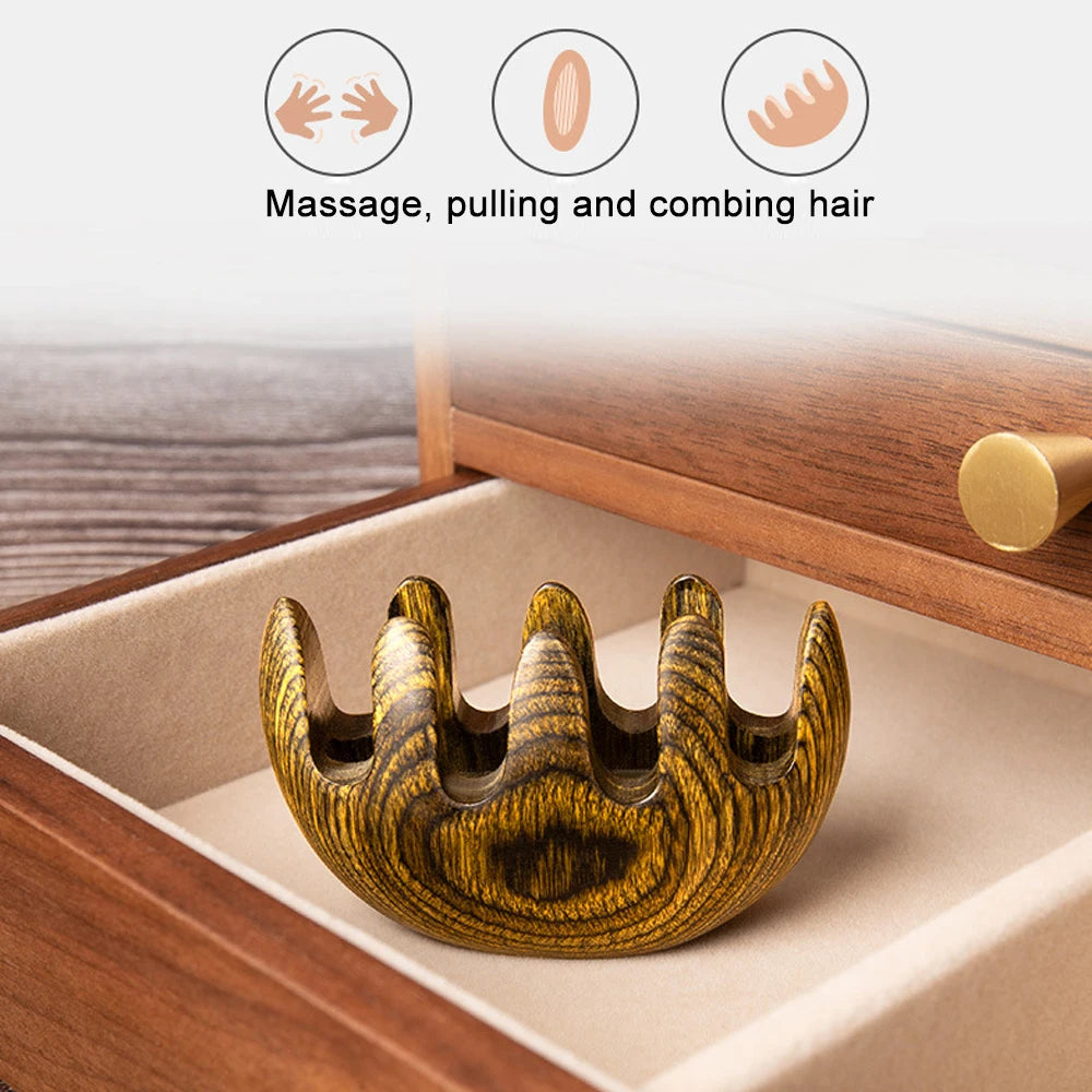 Wooden Head Scalp Comb Scalp Massage Stick, Birch Scalp Stimulator Comb, Home Wood Wide Tooth Comb for Women and Men Hair Growth