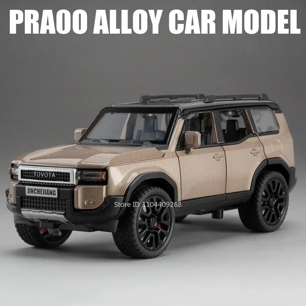 Scale 1:32 Prado Alphard Toy Car Model Alloy Diecast Doors Opened Light Sound Off-road Miniature SUV Hobby Ornaments Gifts