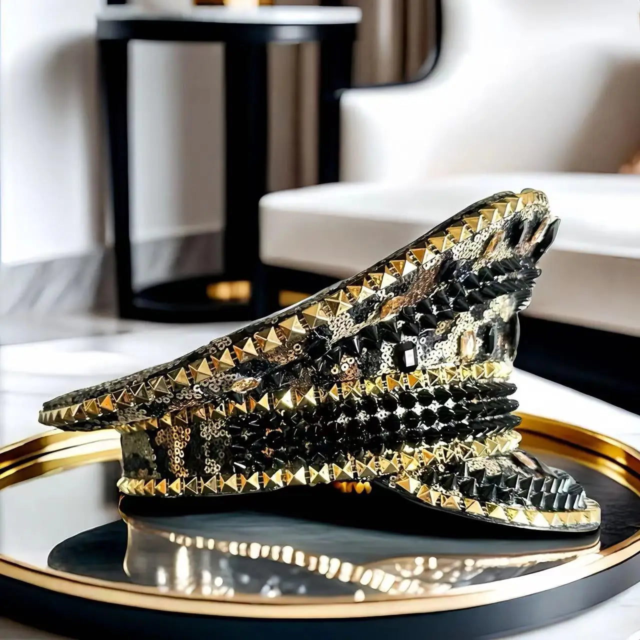 Steampunk Dark Gold Punk Captain Hat Masquerade Halloween Military Cap Halloween Party Adult Party Cruise party Music Festival