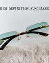 Rimless Green Sunglasses Women Fashion Glasses