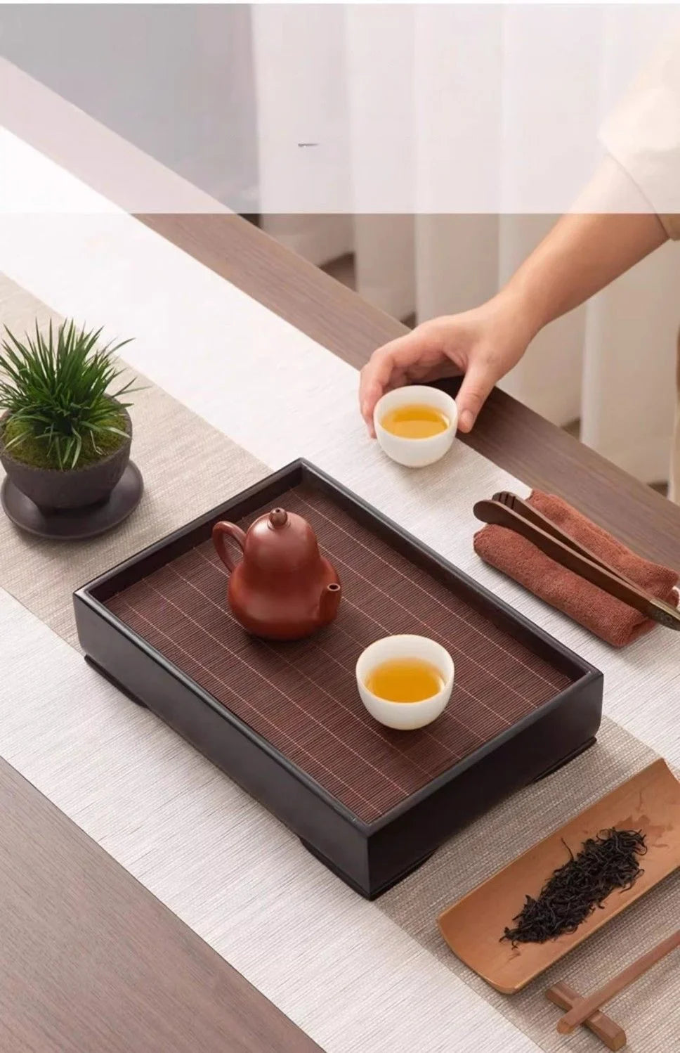 Home And Kitchen Tea Tray Portable Dishes For Tea Ta Kawi Bamboo Rectangle Wooden Tray For Chaban Tea Table Serving Trays