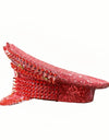 Red Rhinestone Luxury Festival Captain Hat Wedding Military Captain Hats Steampunk Caps Punk Rivets Sergeant Hat Masquerade