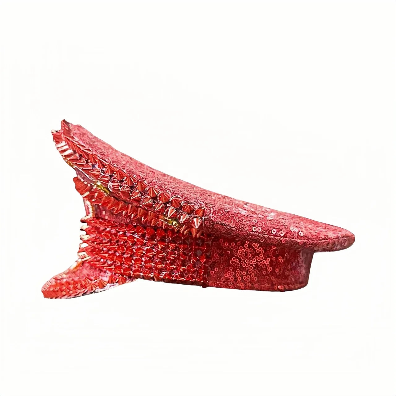 Red Rhinestone Luxury Festival Captain Hat Wedding Military Captain Hats Steampunk Caps Punk Rivets Sergeant Hat Masquerade