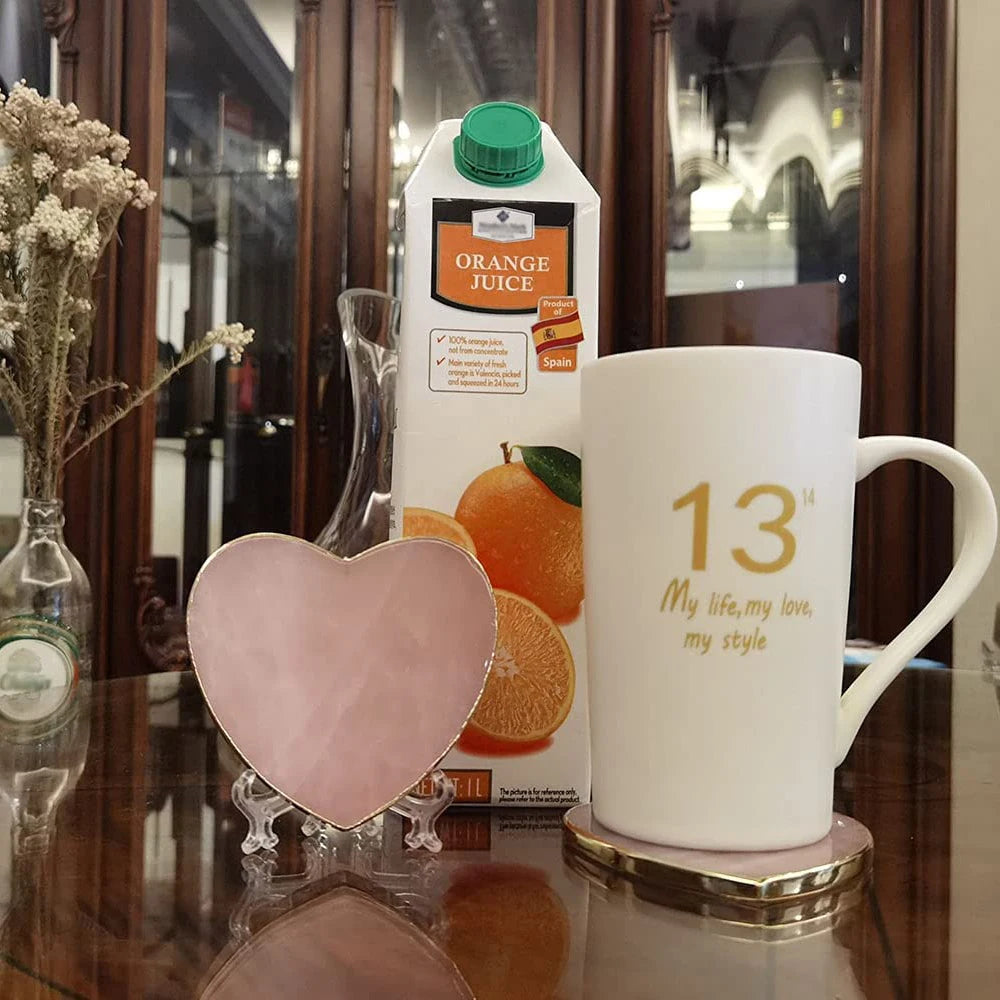 Home Creative Crystal Coaster Handmade Macrame Cup Cushion Natural Rose Quartz Non-slip Coffee Cup Round Mat Cook Accessories