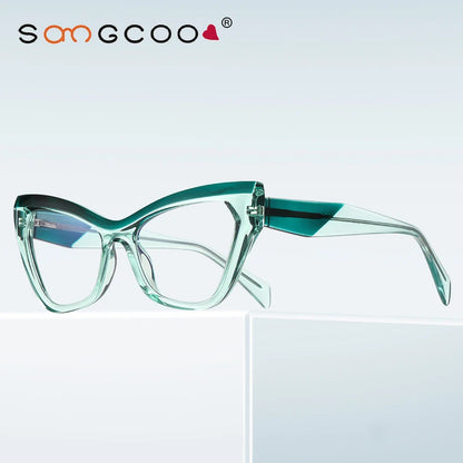 HONGMEI New Optical Prescription Computer Blue Blocking Eyeglasses Anti-Blue Light Cat-Eye Frames Customizable Reading Women