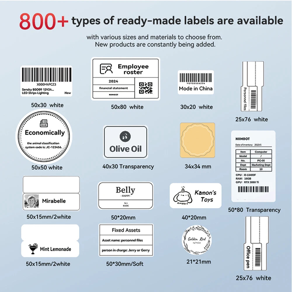 B1 Thermal Label Printer, Bluetooth Wireless Sticker Maker 20–50mm, Portable Inkless Barcode & QR Code Label Printer