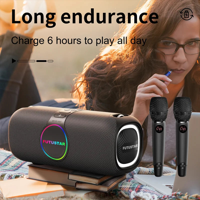 Outdoor portable wireless Bluetooth speaker 120W high-power karaoke speaker RGB subwoofer TWS/TF/AUX party karaoke speaker