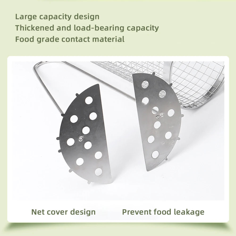 Stainless Steel Grill Basket Portable Barbecue Cage Rolling Grilling Basket Barbecue Tool BBQ Basket Outdoor Grill Accessories