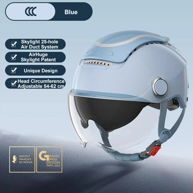 Open Face Electric Bike Helmet With Dual Visor