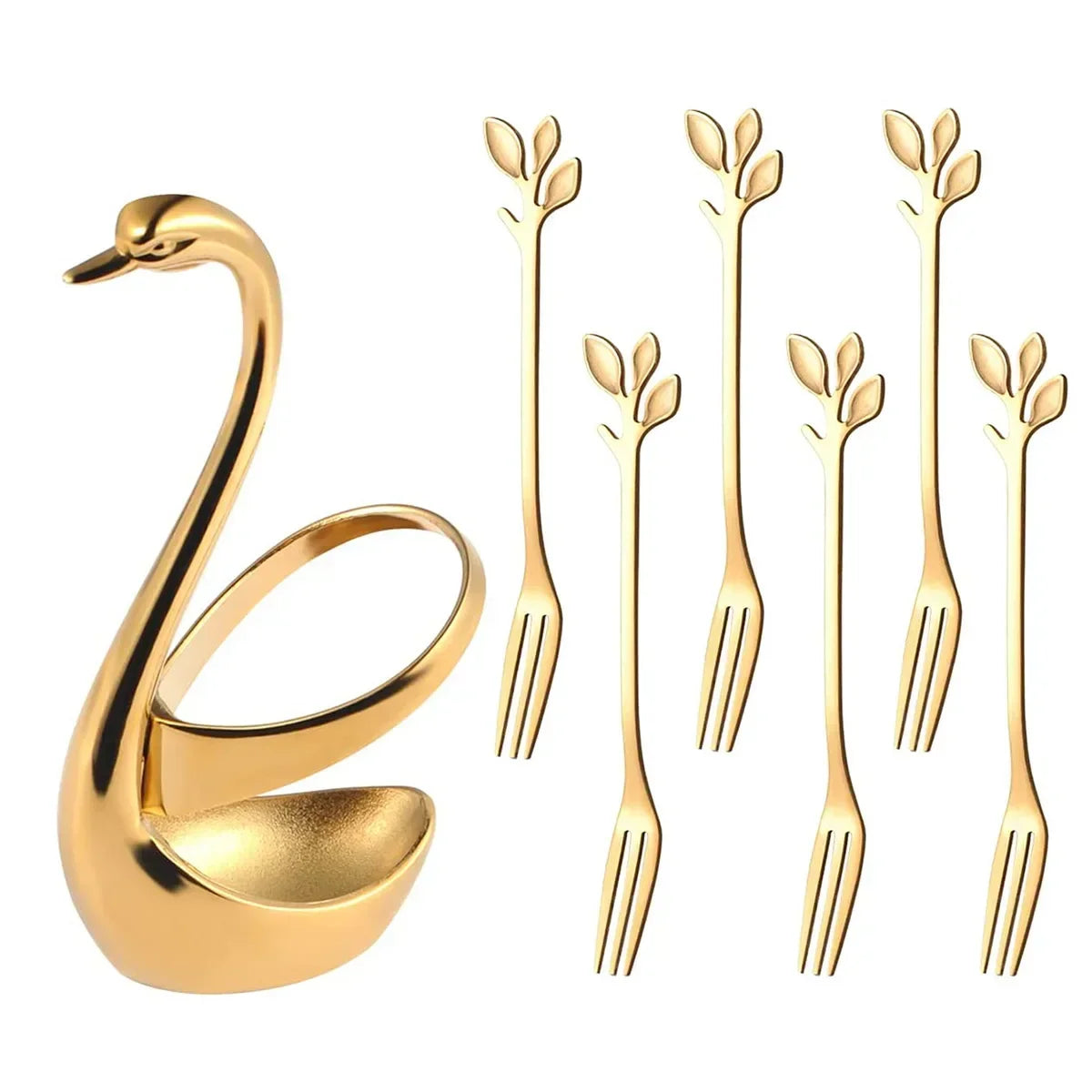 European Swan Tableware Holder Stainless Steel Spoon and Fork Base Elegant Utensil Stand Home Decor and Kitchen Organization