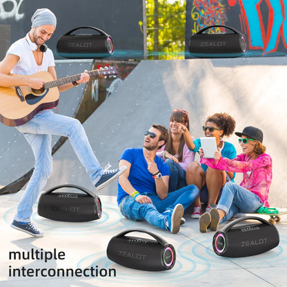 ZEALOT S97 80W Bluetooth Speaker Powerful Wireless Speaker with Portable Handle, for Party, Camping,RGB Colorful Light