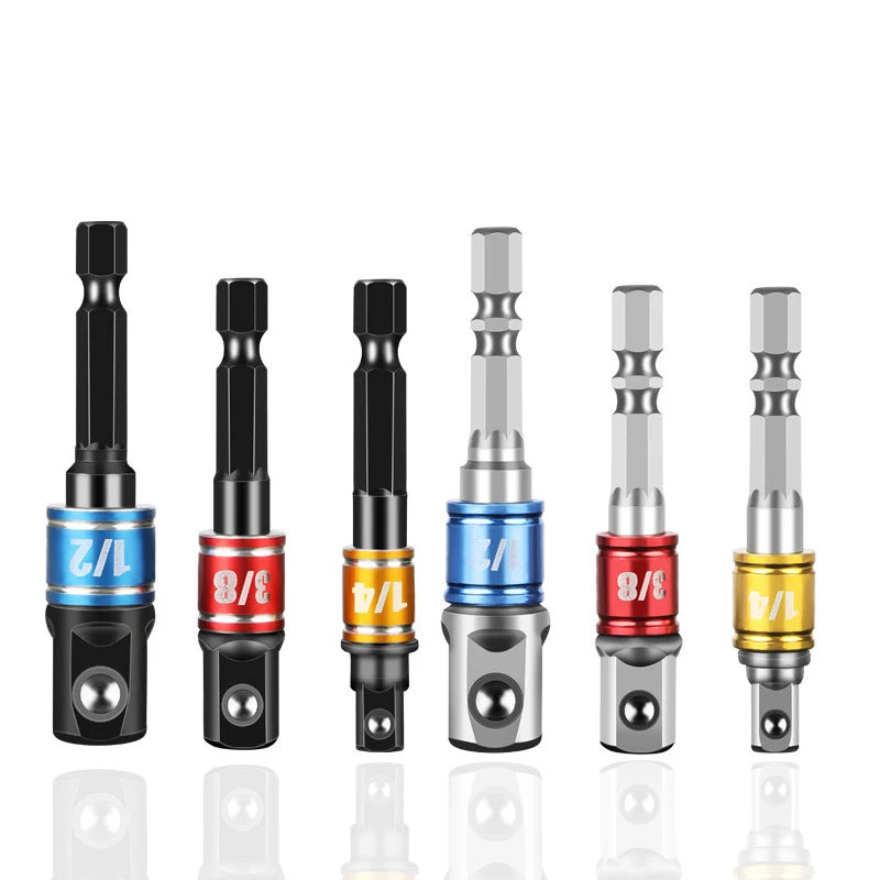 Socket Adapter Impact Grade CR-V 1/4" 3/8" 1/2" Hex Shank Bit Square Power Drill Sockets Bit Set Driver Wrench Sleeve Extension