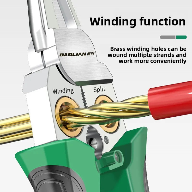 Multifunctional Wire Stripper Electrician's Pliers 8-in-1 Stainless Steel Needle-nose Pliers with Wire Measuring Hand Tools