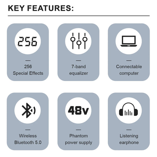 4 Channel Audio Mixer With 256 DSP Effects USB Bluetooth And 48V Phantom Power