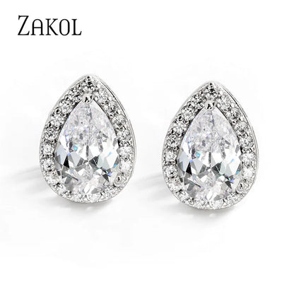 Classic Water Drop Cubic Zircon Stud Earrings