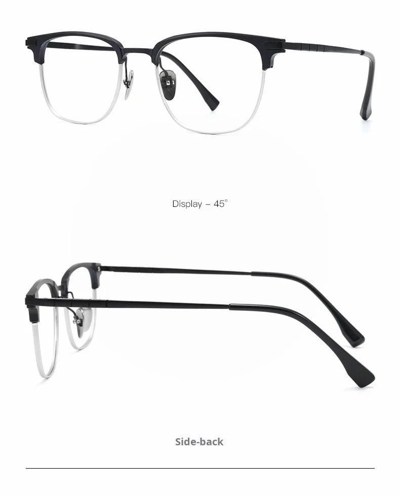 Mens Retro Oval Lightweight Pure Titanium Eyeglasses Frames