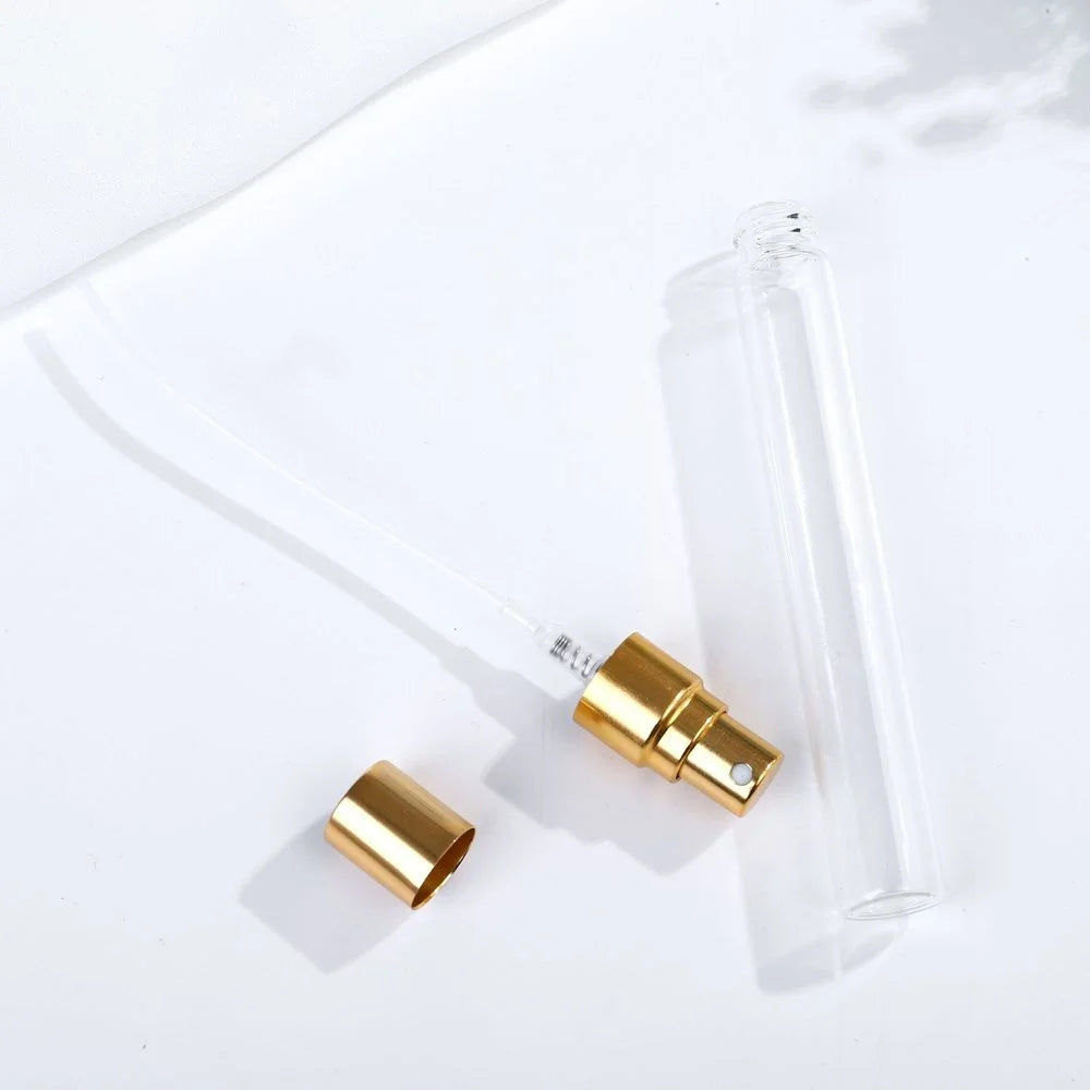 50PCS 2ml 3ml 5ml 10ml Portable Glass Perfume Mini Empty Bottle Travel Spray Bottle Cosmetic Containers with Aluminium Pump