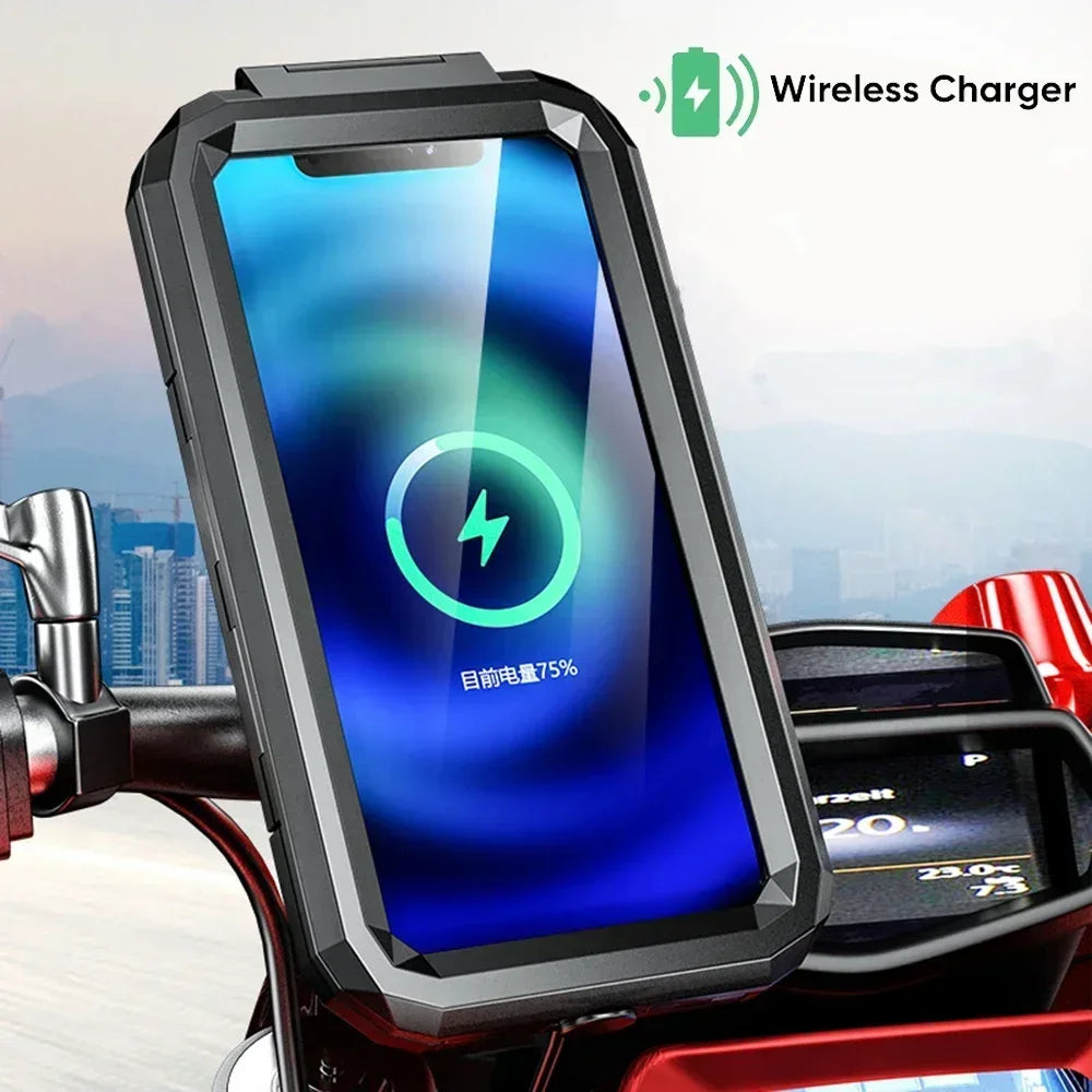Motorcycle Wireless Charger Holder QC 3.0 Fast Charging Motorbike Phone Waterproof Cellphone Bicycle Stand For iPhone Samsung