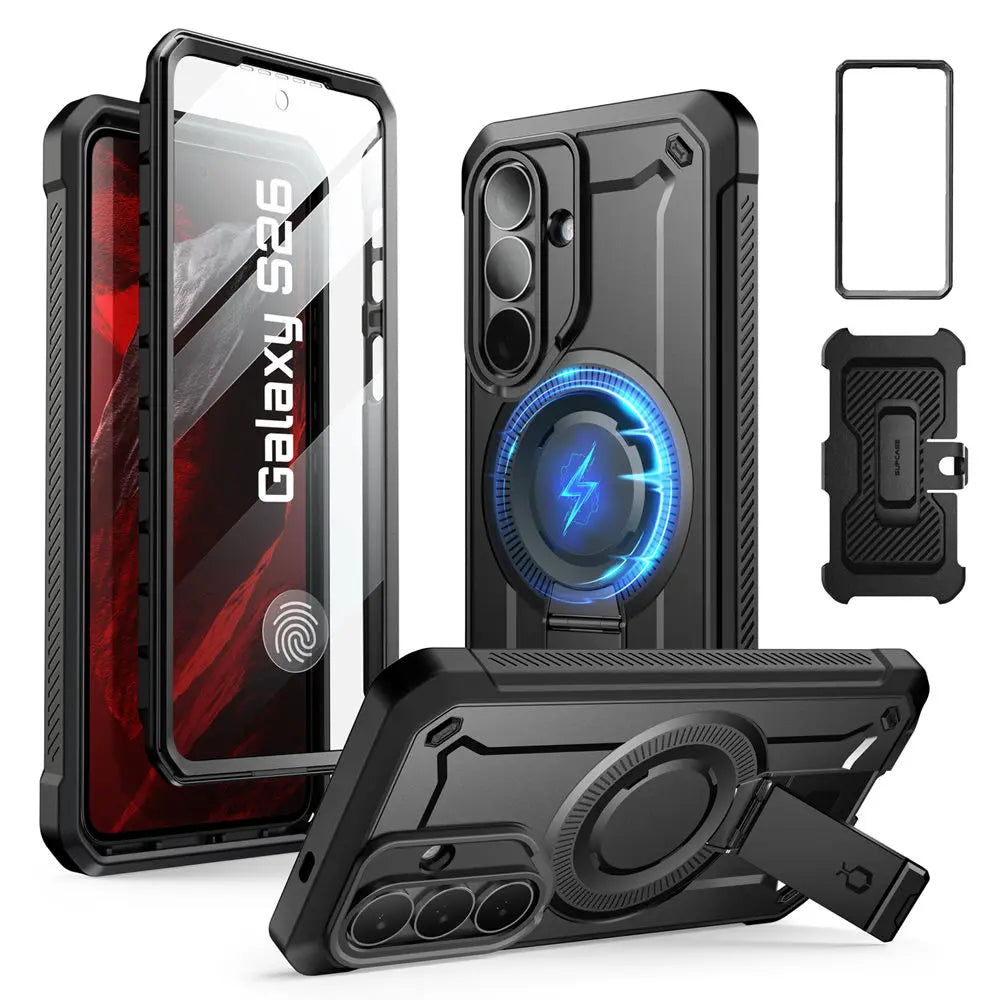 Rugged Magnetic Phone Case with Kickstand Screen Protector and Belt Clip for Samsung Galaxy S26