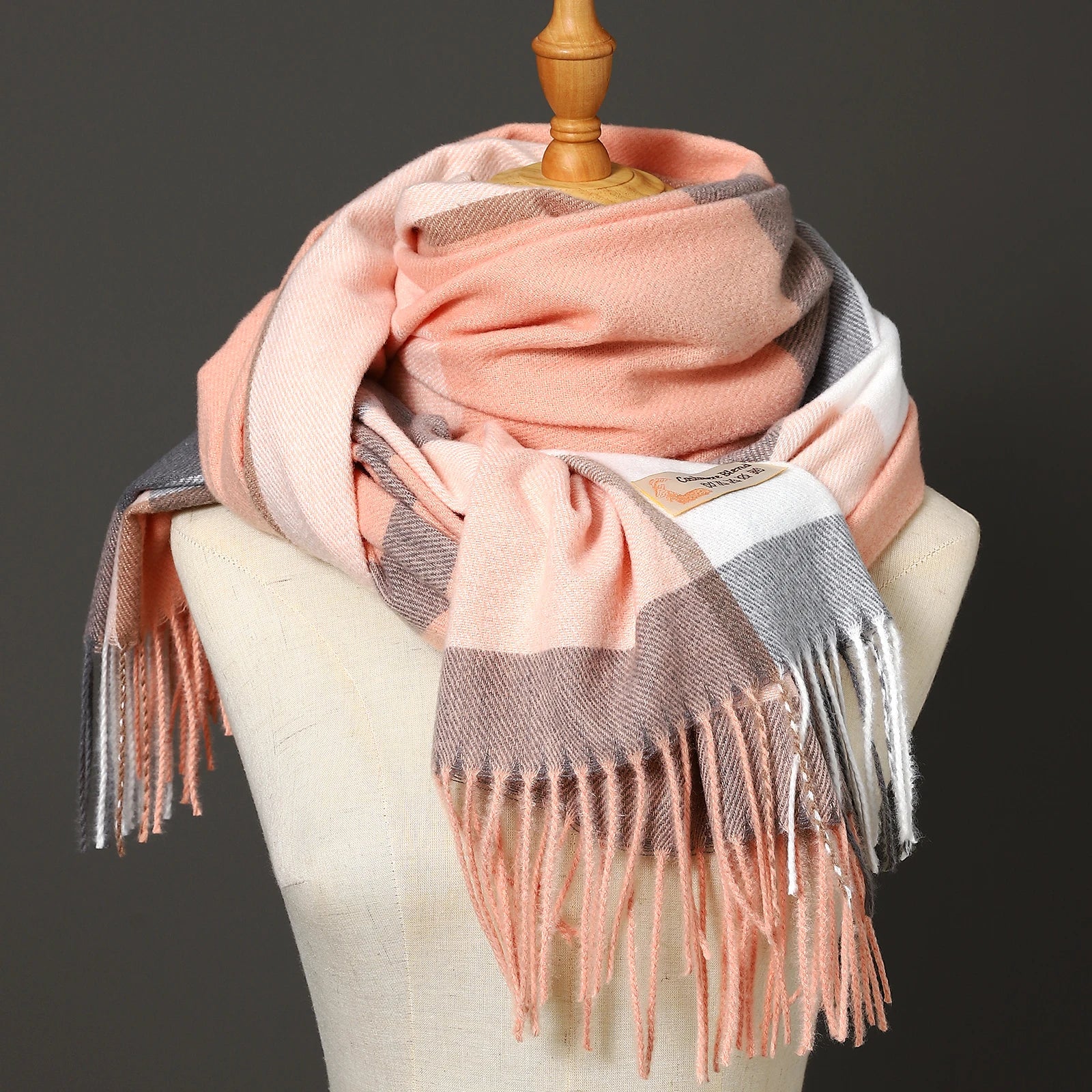 Autumn Winter Warm Cashmere Scarf Dot Pattern Long Tassels Women Thicken Wrap Shawl Lady muffler Wool Pashmina