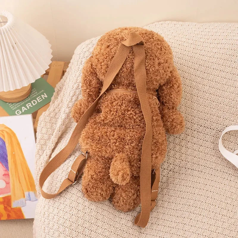 Cute Teddy Dog Plush Backpack Soft Shoulder Bag