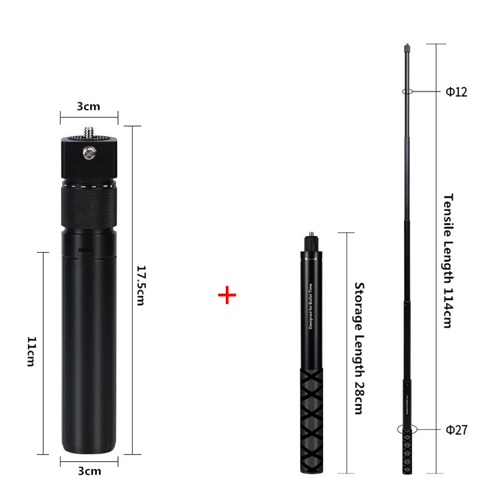 Bullet Time Invisible Selfie Stick for 360 Action Cameras and Sports Cameras