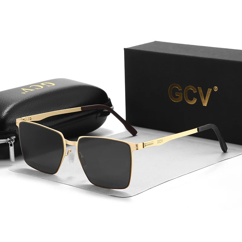 Aluminum Magnesium Polarized UV400 Rectangle Business Driving Sunglasses for Men Mirror Eyewear