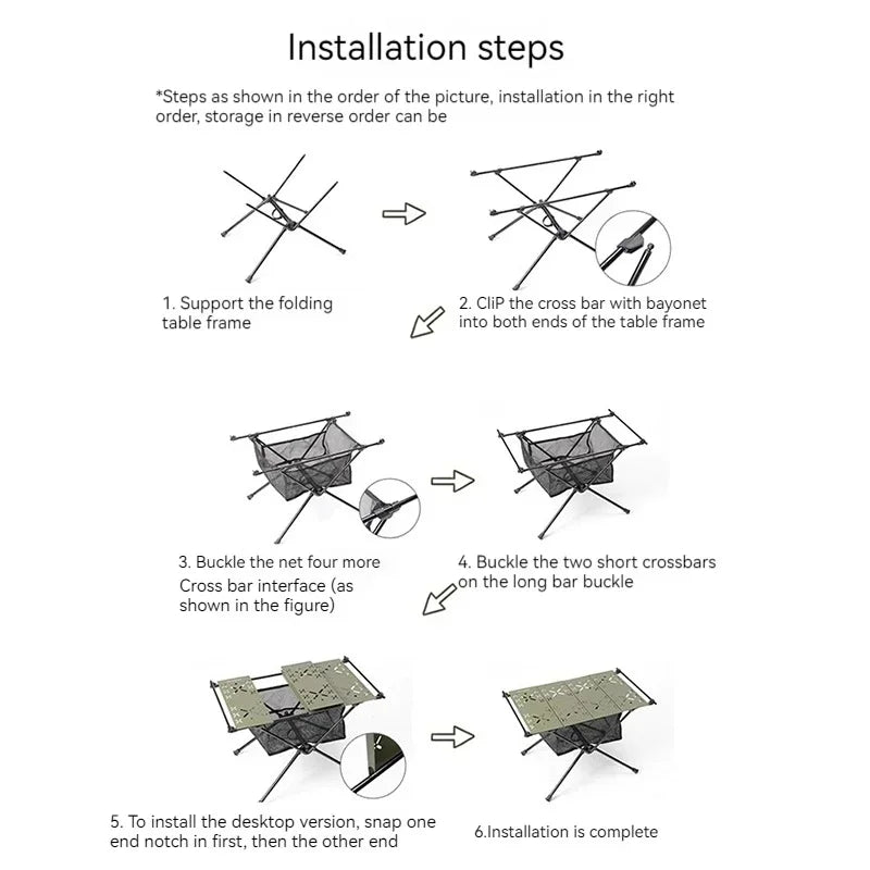 Outdoor Camping Folding Table Aluminum Alloy Table Ultralight Hiking Riding with Net Pocket Tactical Table