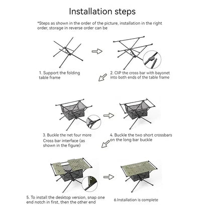 Outdoor Camping Folding Table Aluminum Alloy Table Ultralight Hiking Riding with Net Pocket Tactical Table