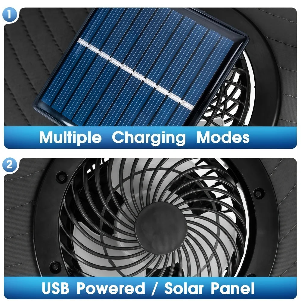 Wide Brim Solar Fan Sun Hat With Dual Fans
