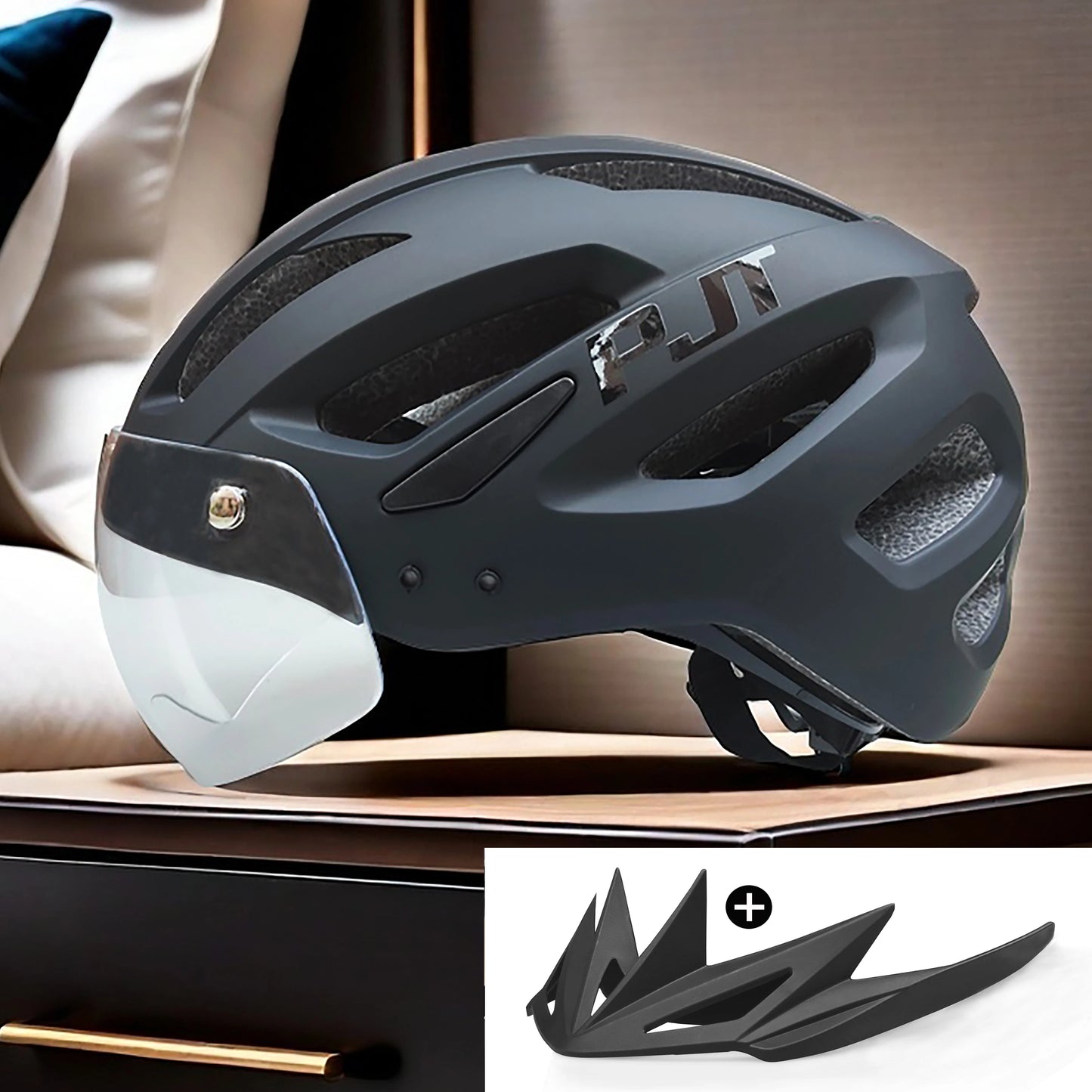 Rechargeable LED Cycling Helmet With Visor For Road And Mountain Bike