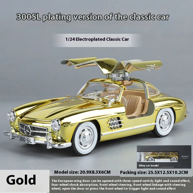 1:24 Mercedes-Benz 300SL Electroplated Version Alloy Diecast Classic Car Model Display Collection