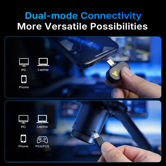 Wireless USB Gaming Microphone with AI Noise Reduction and RGB Lighting