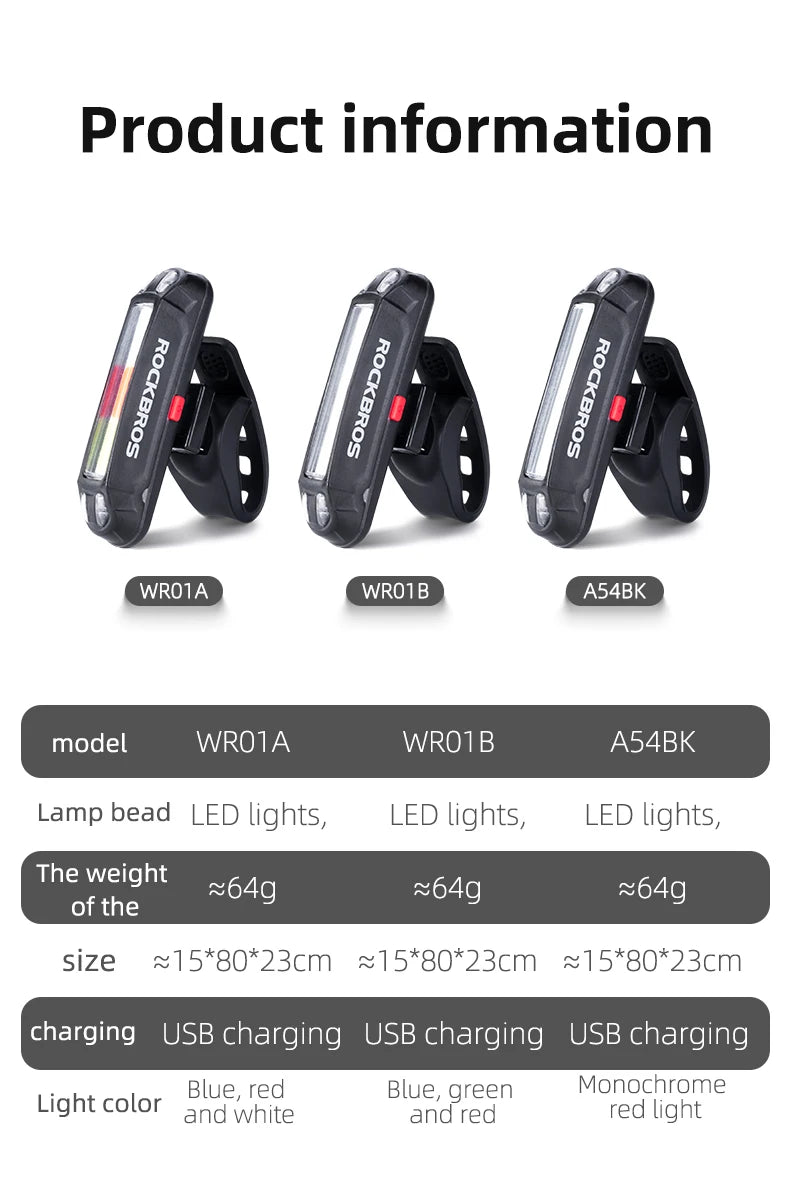 Bicycle Rear Light 500mAH USB Rechargable LED Lamp Bike Tail Light Warning Seatpost Riding Cycling Taillight