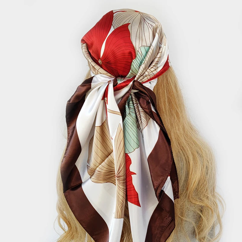 Retro Women Silk Scarf Bandanna Fashion Bohemian Pattern Square Hijab Lady Wrap Headband foulard muffler