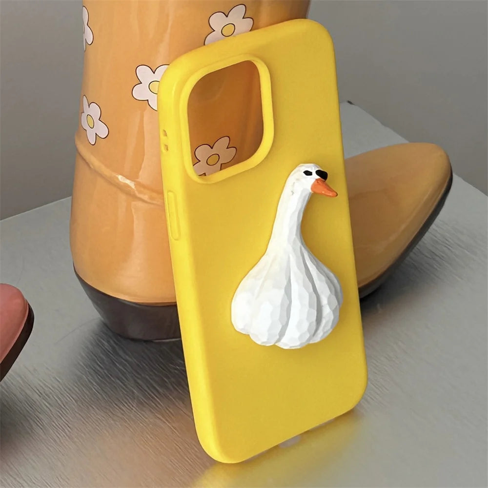 INS Funny Duck You Middle Finger Phone Case For iPhone 15 13 14 Pro Max Plus Creative Halloween Soft Back Cover