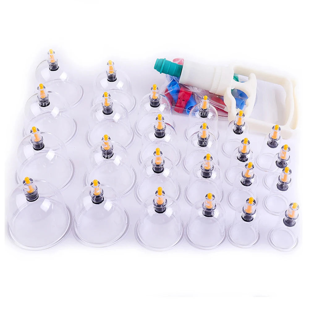 12/24 Cans Cups Chinese Vacuum Cupping Kit Pull Out Vacuum Apparatus Therapy Relax Massager Curve Suction Pumps