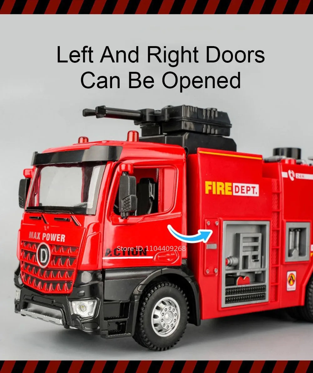 1:32 Ladder Truck Water Tanker Military Missile Rocket Launcher Trucks Model Toy Car Metal Diecast Sound Light Models Boys Gifts